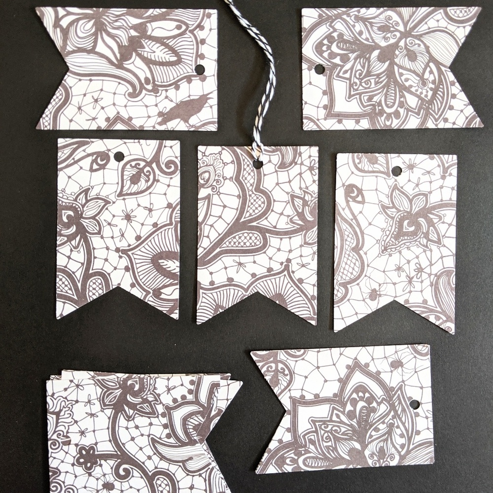 Black & White Halloween Tags with Ribbon Set of 20
